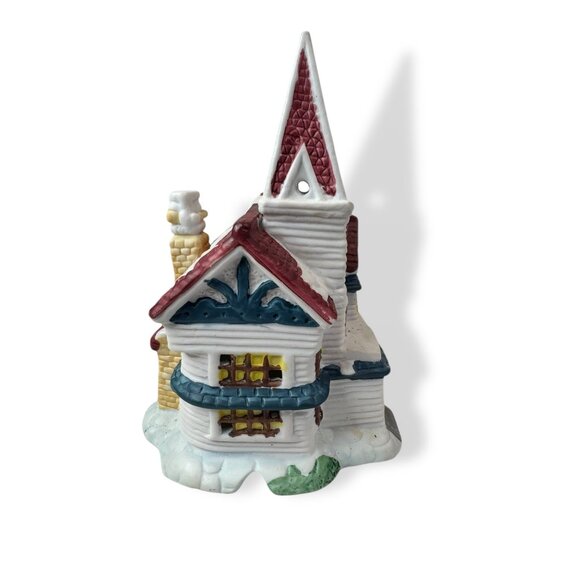 Woolworth 5Pc Porcelain House Night Light Set Snowy Village Christmas Vintage - Picture 4 of 16